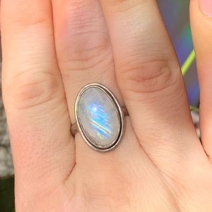 Rainbow Moonstone sterling silver 925 ring size 10.5/11